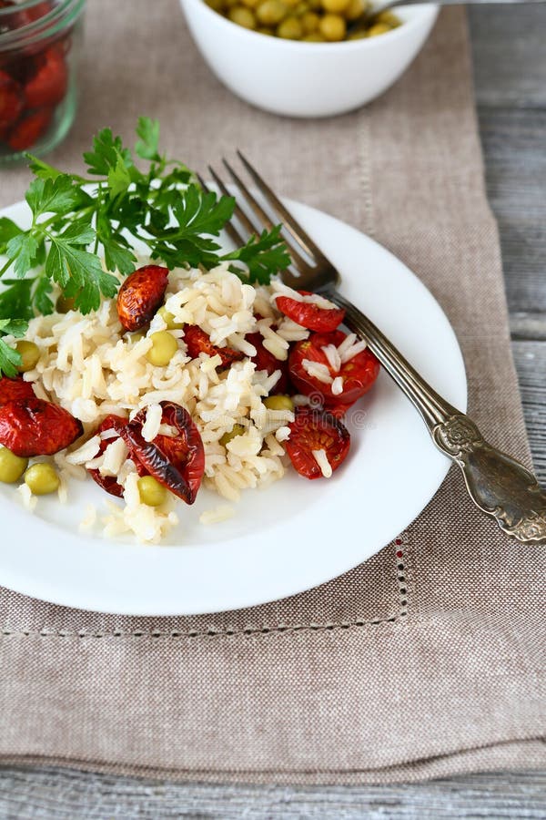 Fried Rice with Peas and SunDried Tomatoes Recipe