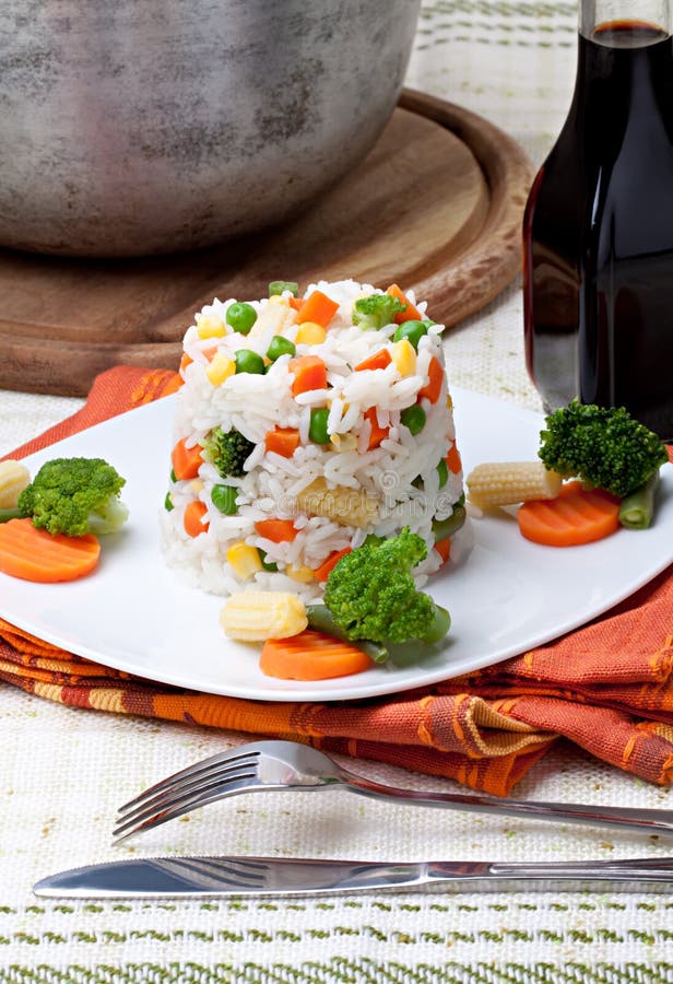 Rice and vegetables stock photo. Image of peas, curry 17979966