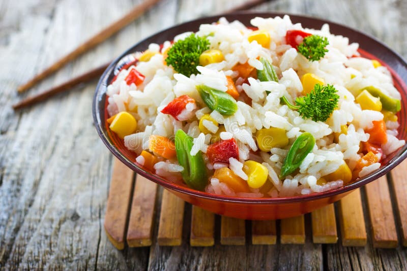 Rice with vegetables royalty free stock images