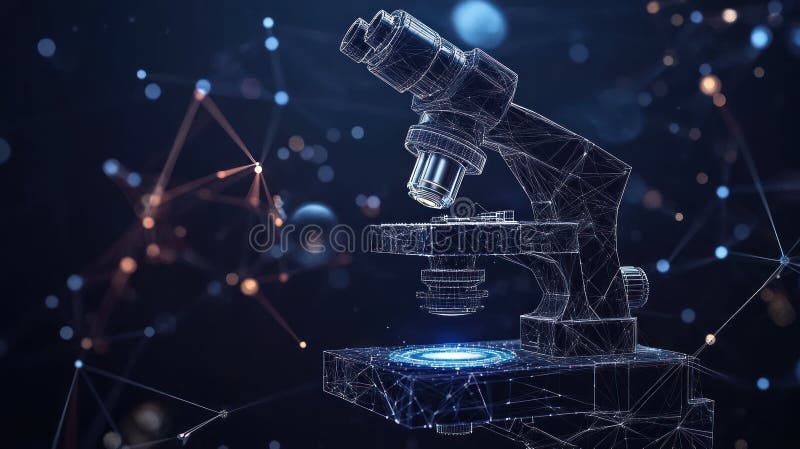 Ricerca di fondo sulla tecnologia di microscopio futuristica illustrazione di stock