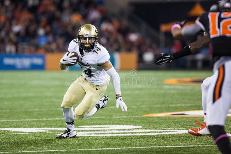 Jay MacIntyre, wide receiver dei Colorado Buffaloes immagine stock