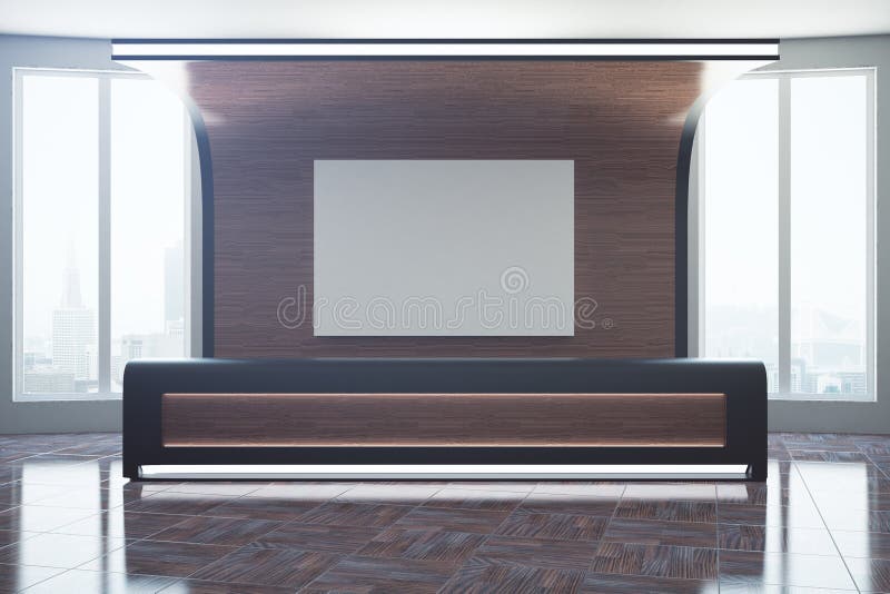 Ricezione di legno con il manifesto vuoto illustrazione vettoriale Ricezione di legno con il manifesto vuoto illustrazione vettoriale