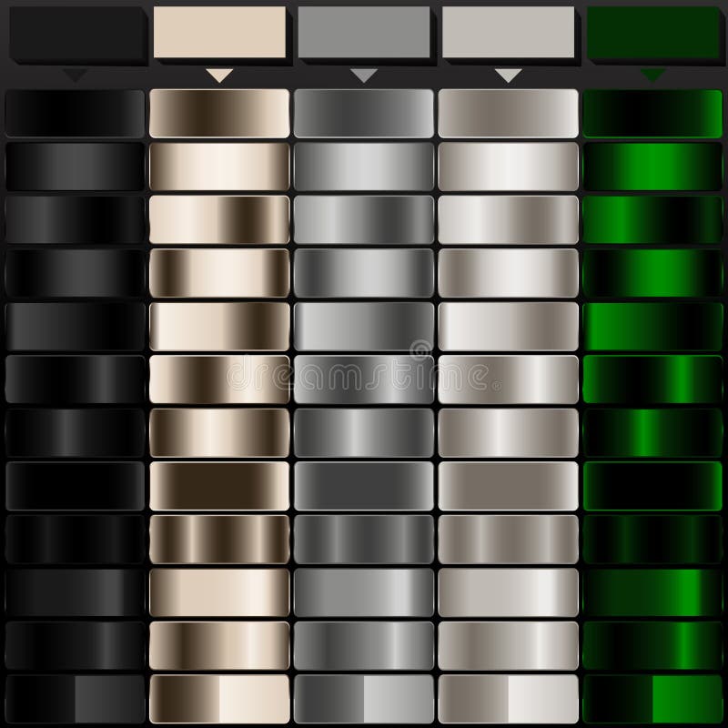 Rich Black Beige Gray Silver and Dark Green solid color with Shimmering Gradient Color Set. Perfect for Gradient Backgrounds royalty free illustration