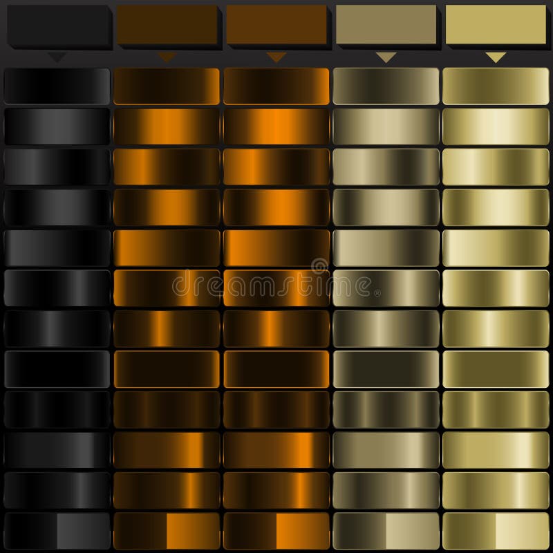 Rich Black Dark Brown Brown Khaki and Tan solid color with Metallic Gradient Color Palette. Perfect for Gradient Backgrounds royalty free illustration