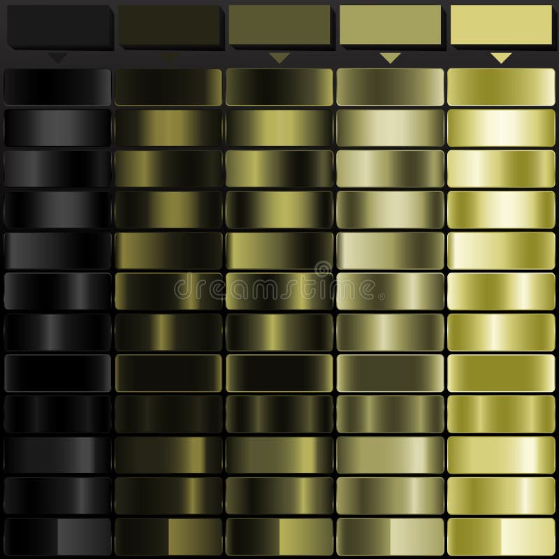 Rich Black Dark Charcoal Dark Olive Olive Green and Pale Yellow solid color with Shimmering Gradient Color Set. Perfect for vector illustration