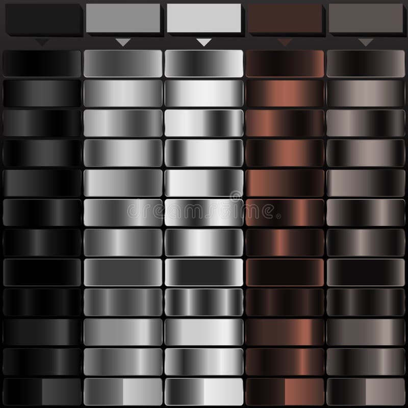 Rich Black Gray Light Gray Dark Brown and Dark Taupe solid color with Shimmering Gradient Color Set. Perfect for Gradient royalty free illustration