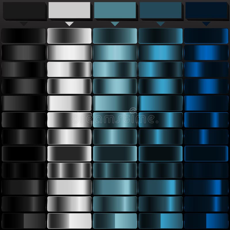 Rich Black Light Gray Teal Dark Teal and Midnight Blue solid color with Luxury Gradient Color Collection Swatches. Perfect for vector illustration