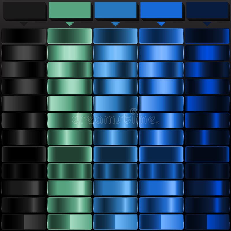 Rich Black Teal Green Royal Blue Bright Blue and Dark Sapphire solid color with Luxury Gradient Color Collection. Perfect for stock illustration