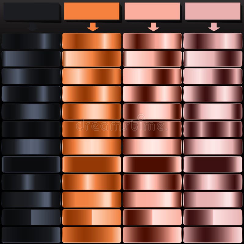 Rich Black Vibrant Orange Blush Pink and Dusty Rose Shimmering Gradient Bundle royalty free illustration