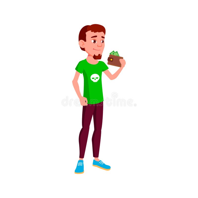 Rich Boy with Money Wallet in Shop Cartoon Vector Stock Vector -  Illustration of college, character: 221054925