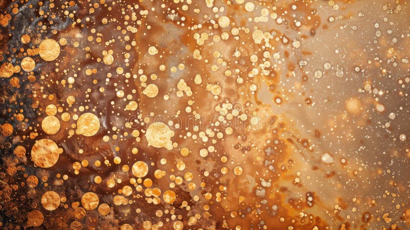 Rich dark brown paper, adorned with golden handdrawn patterns and sparkling splatter, perfect for digital design projects stock illustration