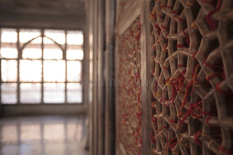 Rich decorated interior of the Jama Masjid Mosque in Fatehpur Sikri, Agra, Uttar Pradesh, India, Asia