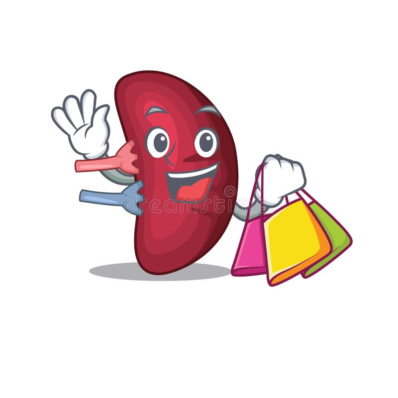 Rich and Famous Human Spleen Cartoon Character Holding Shopping Bags ...