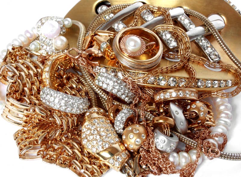 Rich Golden Accessories Isolated Stock Image Image of gold, metal 12356307