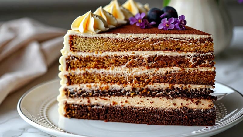 A Rich Layered Cake Features Alternating Chocolate and Vanilla Flavors A Rich Layered Cake Features Alternating Chocolate and Vanilla Flavors