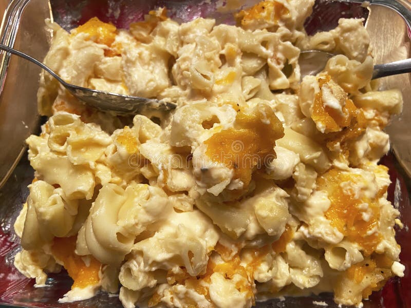 Rich Mac and Cheese for Christmas Dinner Stock Photo Image of pyrex