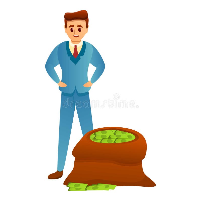 Rich Man Icon, Cartoon Style Stock Vector - Illustration of cheers, happy:  176105064