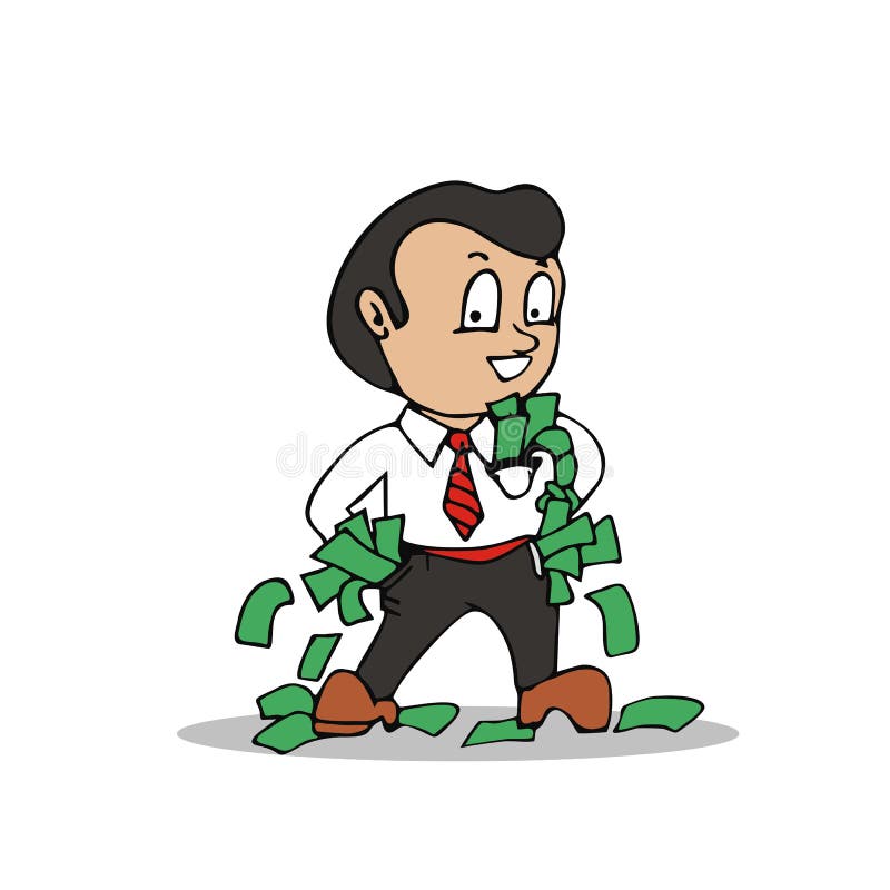 Rich Man with Money Cash Cartoon Stock Vector - Illustration of hand,  finance: 69053132