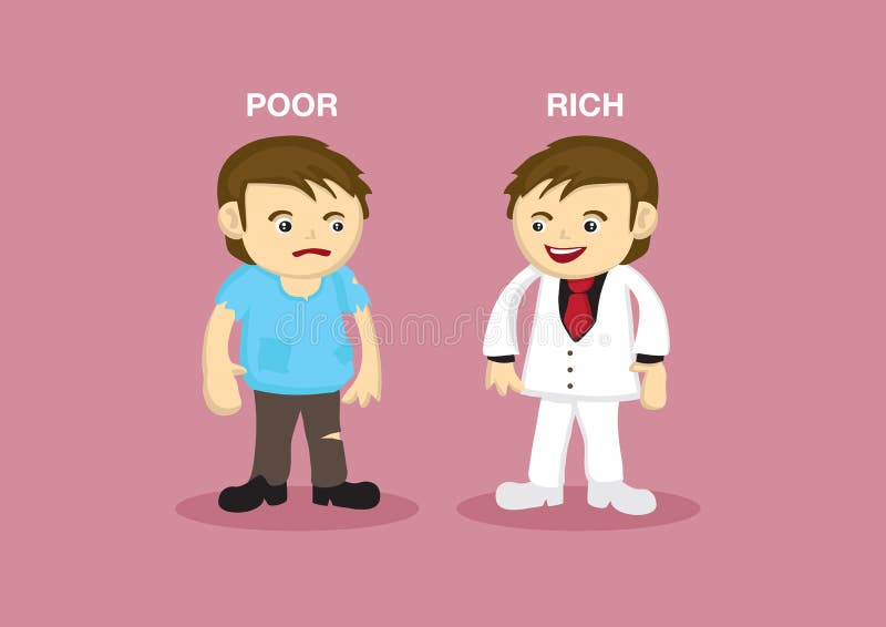 Rich Man Poor Man Vector Cartoon Illustration Stock Vector