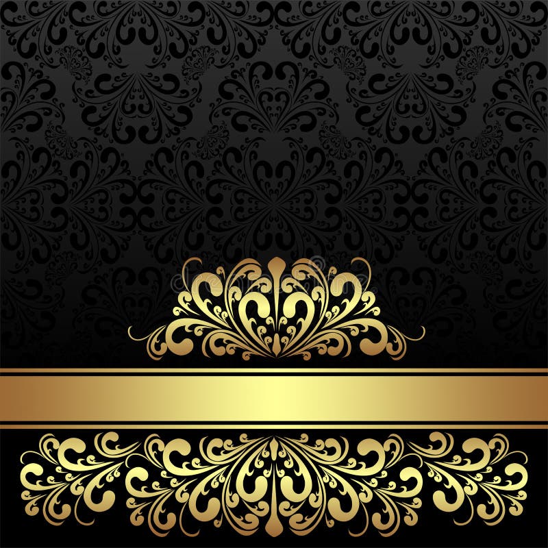 Rich Ornamental Black Background with Golden Royal Border. Stock Vector -  Illustration of continuous, elegant: 39990075