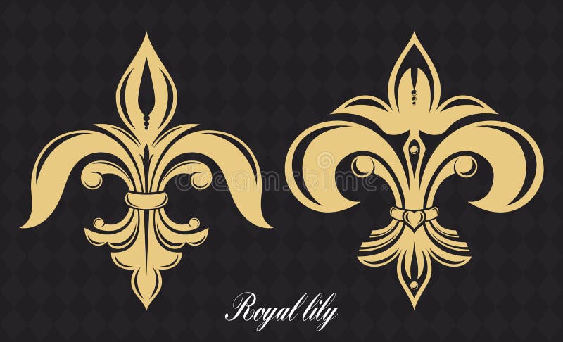 Golden Royal Lily. Vector. Elegant Emblem in the Form of a Flower ...