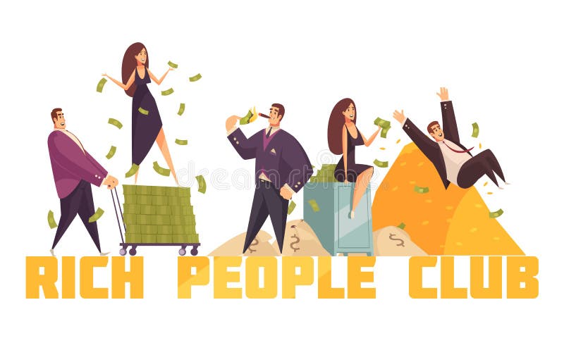 Rich People Horizontal Composition illustrazione vettoriale