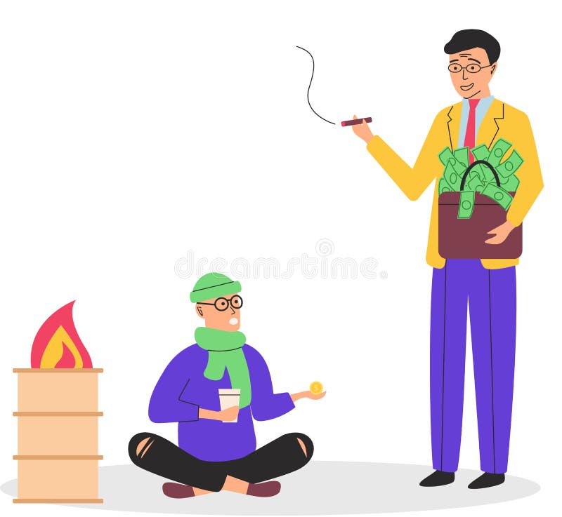 Rich and Poor People Cartoon Men without Money. Guy Homeless Beggar and Successful Millionaire Stock Vector - Illustration of earning, happy: 238119561 Rich and Poor People Cartoon Men without Money. Guy Homeless Beggar and Successful Millionaire Stock Vector - Illustration of earning, happy: 238119561