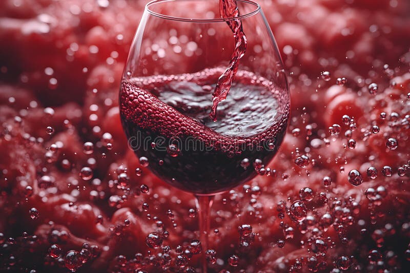 Luxurious Red Wine Pouring with Bubbling Elegance - Perfect for Festive Celebrations and Culinary Art Generative AI royalty free illustration