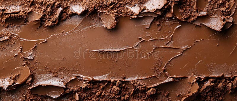 Rich and smooth chocolate spread with crumbly cocoa powder textured surface for decadent dessert or gourmet culinary art royalty free illustration