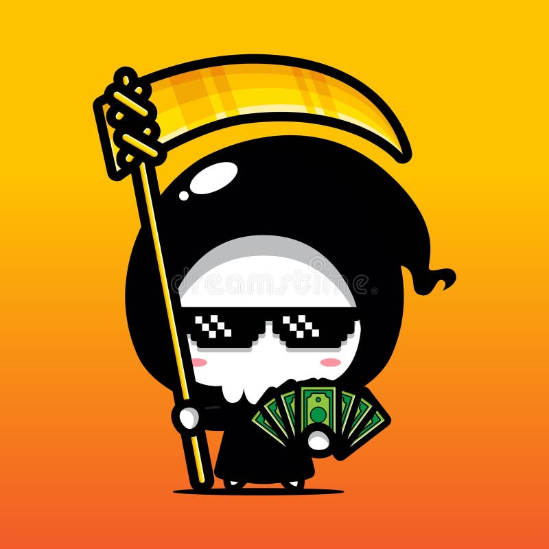 Rich styled grim reaper chibi royalty free illustration