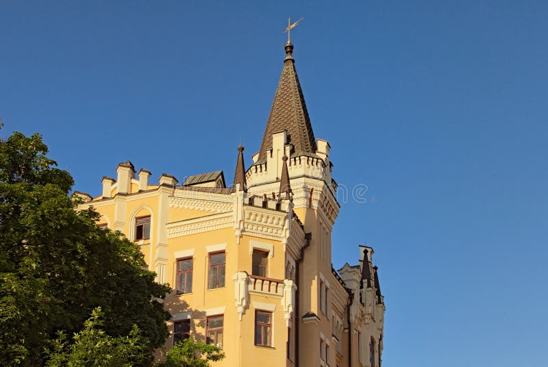 The Richard`s Castle-Lion Heart-the poeticized name of the house number 15th on Andriyivskyy Descent in Kyiv stock photos The Richard`s Castle-Lion Heart-the poeticized name of the house number 15th on Andriyivskyy Descent in Kyiv stock photos