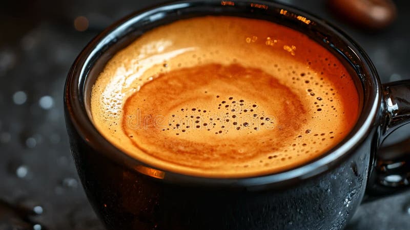 Riche café Espresso en Coupe Noire sur la surface de pierre foncée Génération AI illustration libre de droits