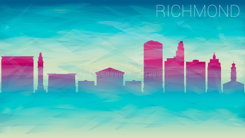Richmond va usa skyline city silhouette vektor. abstrakt glas med textur. färgbildkomposition för banderollbakgrund.
