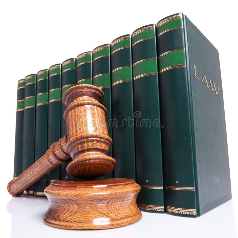 Judges wooden gavel and law books on white background. Judges wooden gavel and law books on white background