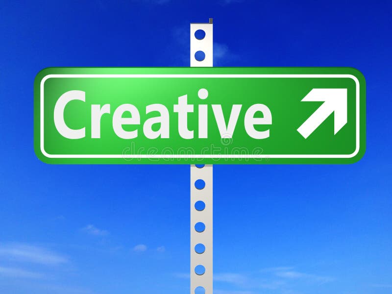 Richtingsteken met Creatieve woorden stock illustratie Richtingsteken met Creatieve woorden stock illustratie