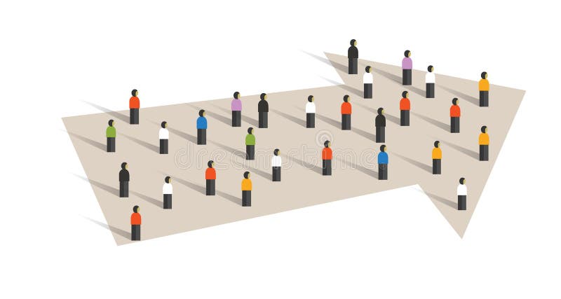 Richtungspfeilkonzept der Führungsmengengruppe kleiner der Leute Zusammenarbeit zwischen Unternehmen zusammen vektor abbildung