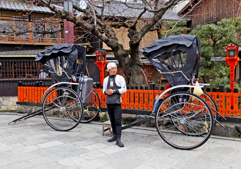 Rickshaws in Gion, Kyoto stock photos Rickshaws in Gion, Kyoto stock photos