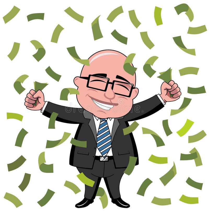 Ricos de Bald Cartoon Money del hombre de negocios libre illustration Ricos de Bald Cartoon Money del hombre de negocios libre illustration