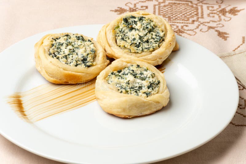 Ricotta Cheese Puff Pastry Sfiha with Spinach Stock Image Image of