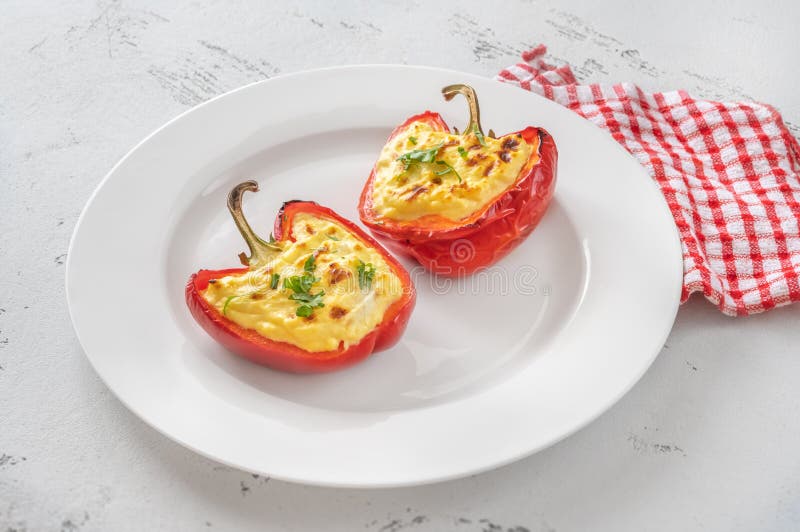 Ricotta opgevulde peper royalty-vrije stock afbeelding
