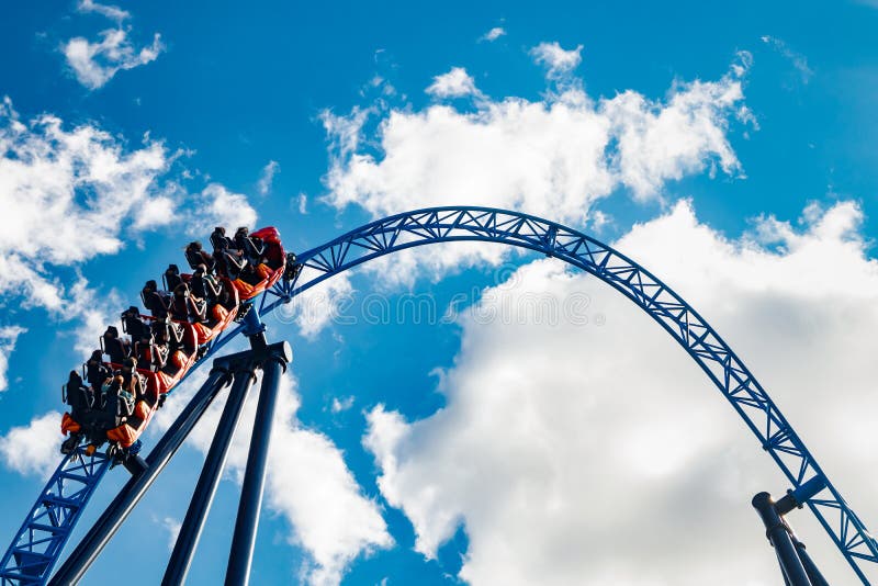 Ride Roller Coaster in Motion in Amusement Park Editorial Image Image