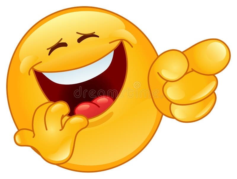 Ridendo ed indicando emoticon illustrazione vettoriale Ridendo ed indicando emoticon illustrazione vettoriale