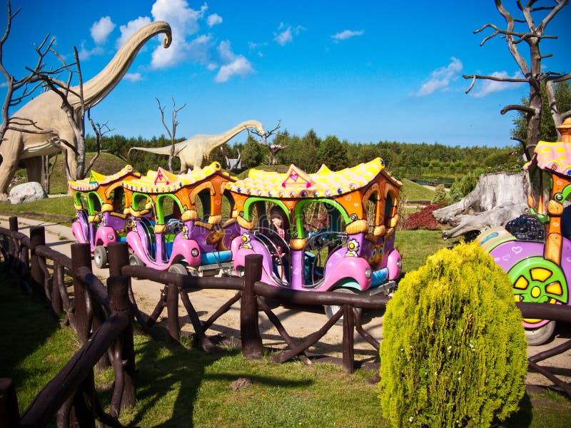 Rides at Dinosaurs Park, Leba, Poland royalty free stock photos Rides at Dinosaurs Park, Leba, Poland royalty free stock photos