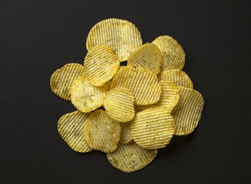 Ridged Potato Chips Isolated on White Background Stock Image Image of