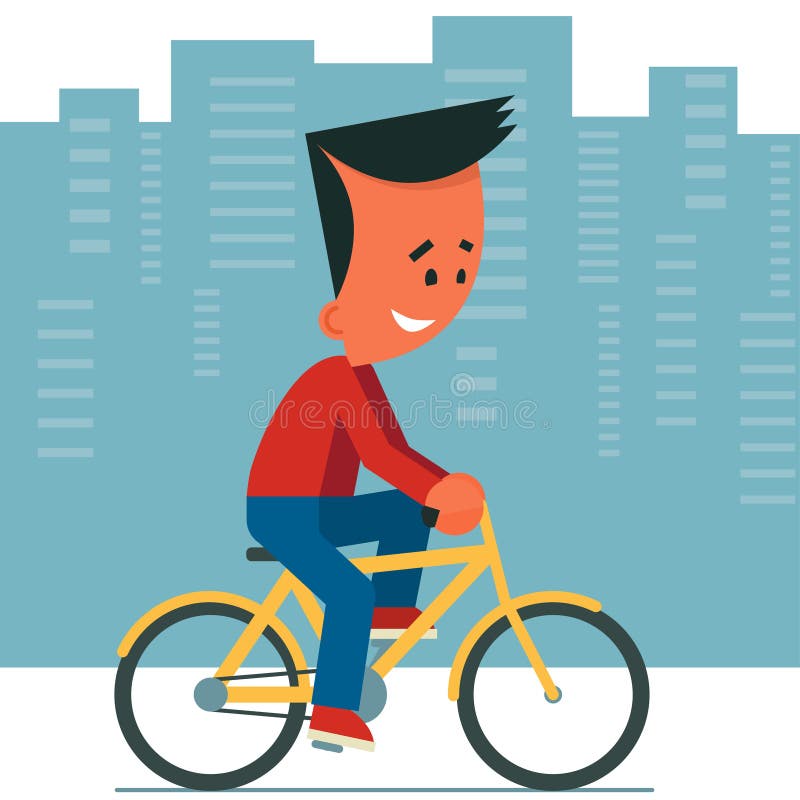 Riding a bicycle. stock illustration