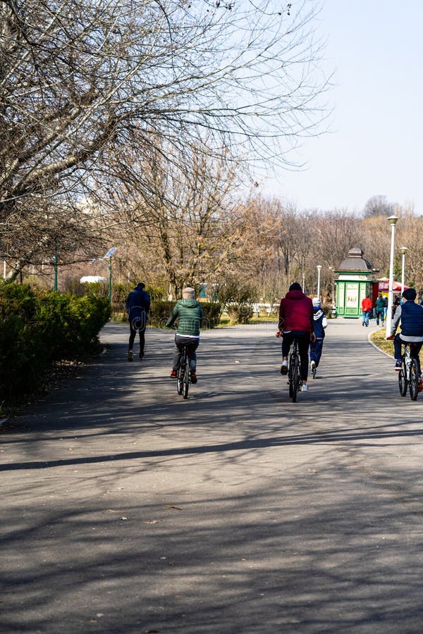 Riding a Bicycle on the City Streets. Commute To Work in Bucharest