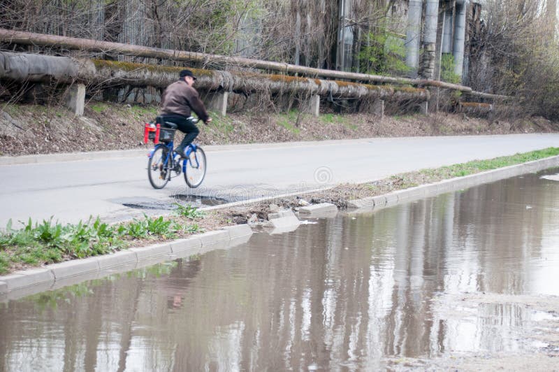 riding a bike on the road