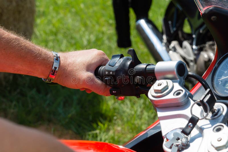 Riding a motor bike stock image. Image of brake, control 97777019