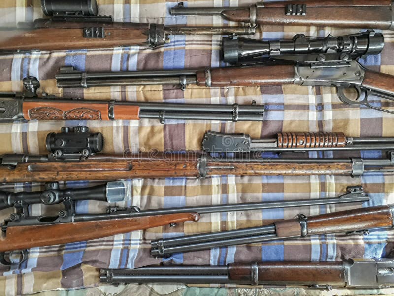 Rifle Collection Over Blank Sheet stock photography