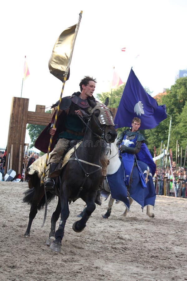 RIGA, LATVIA - AUGUST 21: Member of The Devils Horsemen stunt te